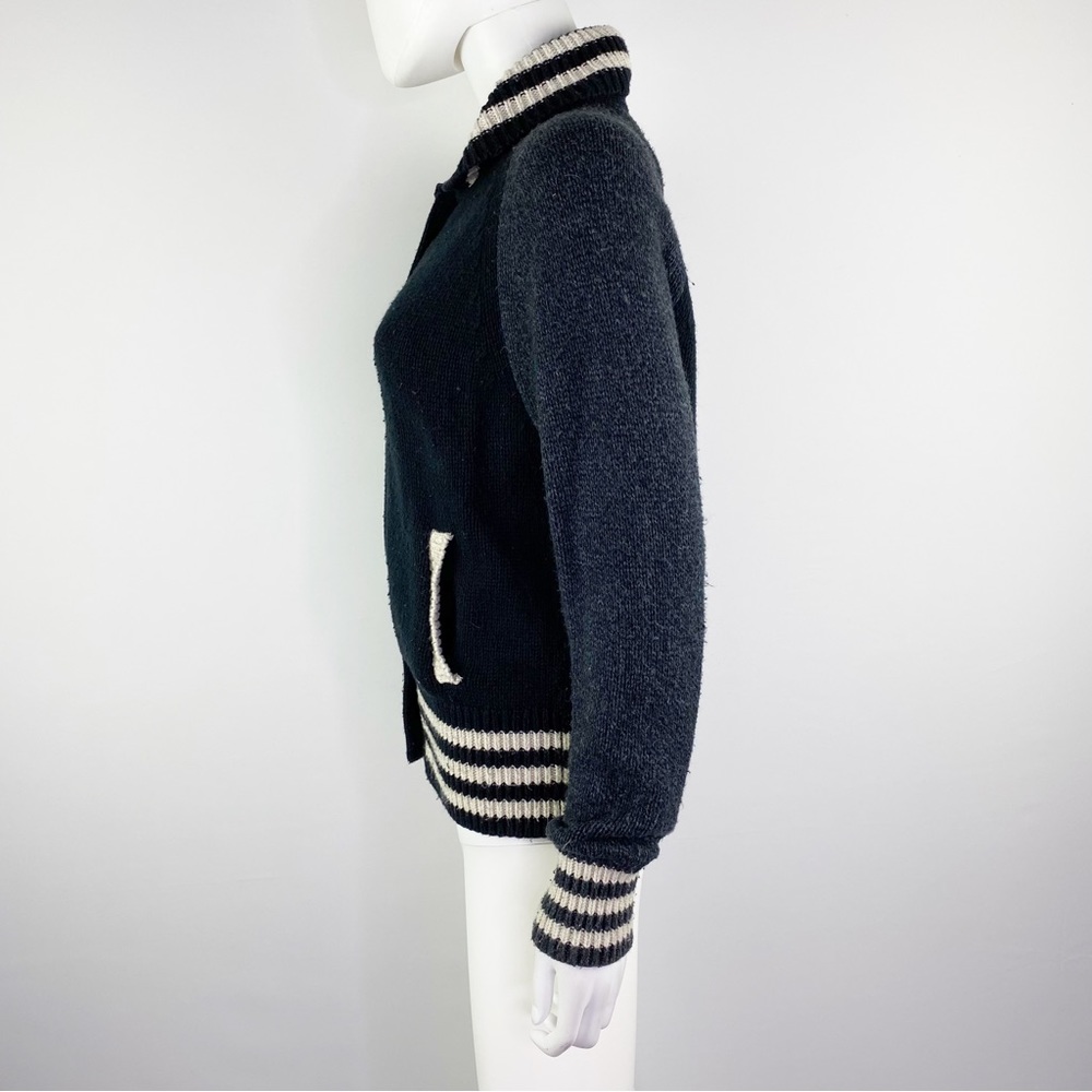 Madewell Size M Navy Blue Knit Button Down Sweater Varsity Jacket Cardigan - Picture 7 of 11